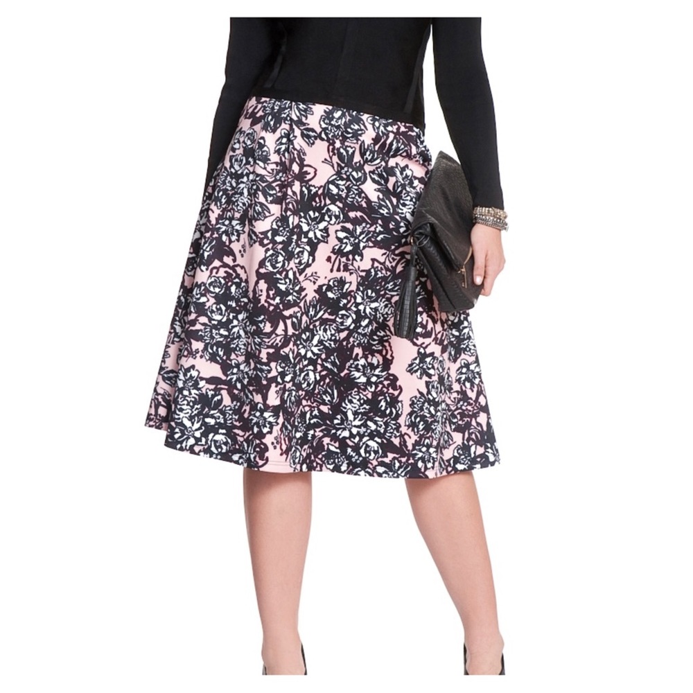 Eloquii Women’s A-Line Floral Midi Scuba Knit Skirt